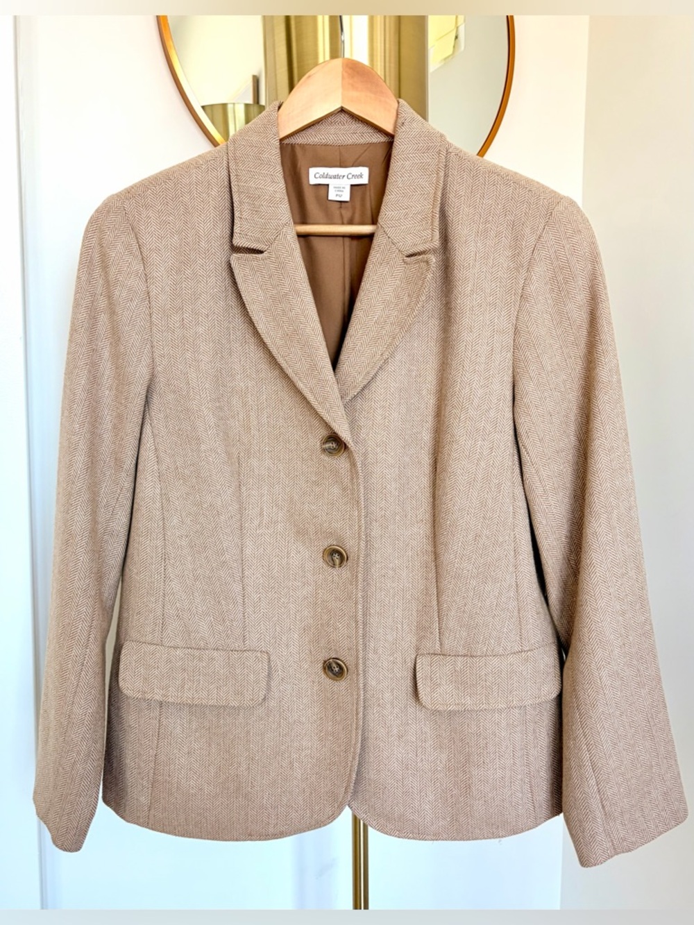Coldwater Creek Wool Herringbone Tweed Women's Blazer NWT 12